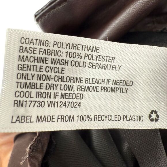 Chocolate Brown Faux Leather Pants Straight Leg Pleated High Rise 12 A New Day - Picture 10 of 11